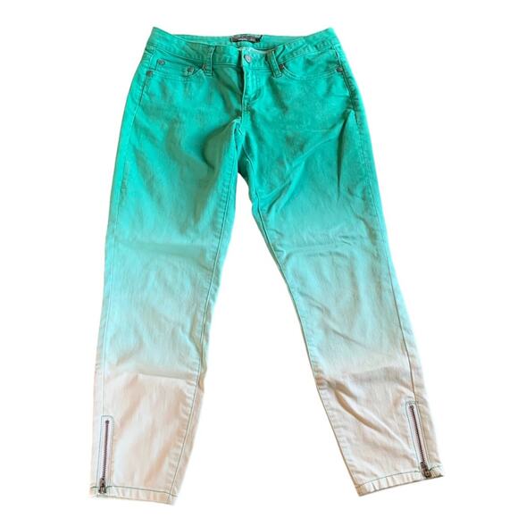 Prana Womens green ombre jeans with ankle zipper size 2 26 - Picture 2 of 7